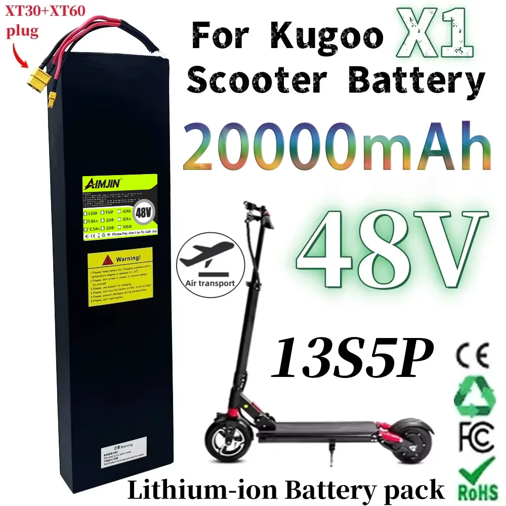13S5P 48V Lithium 20Ah Battery pack Scooter Battery for Kugoo X1/X1 Plus 48V with BMS