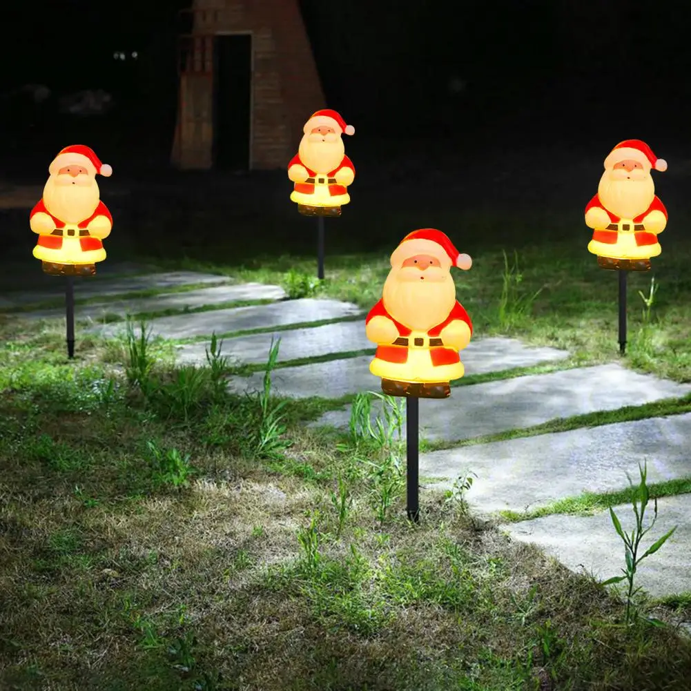 Set di 5 luci natalizie solari a forma di Babbo Natale Luci natalizie a LED ad energia solare per la decorazione del giardino del cortile esterno per la parte anteriore