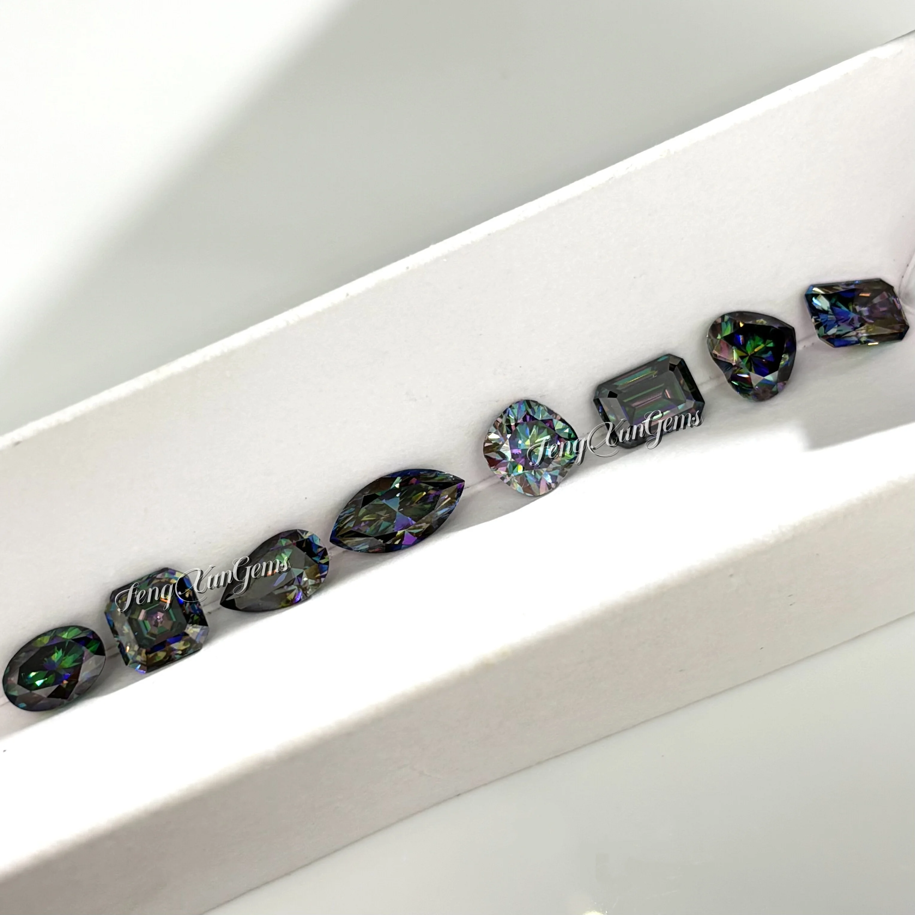 

Rainbow Green Oval Radiant Marquise Moissanite Loose Lab Grown Gems 0.5~5ct VVS1 Clarity With GRA Certificate For Jewelry inlay