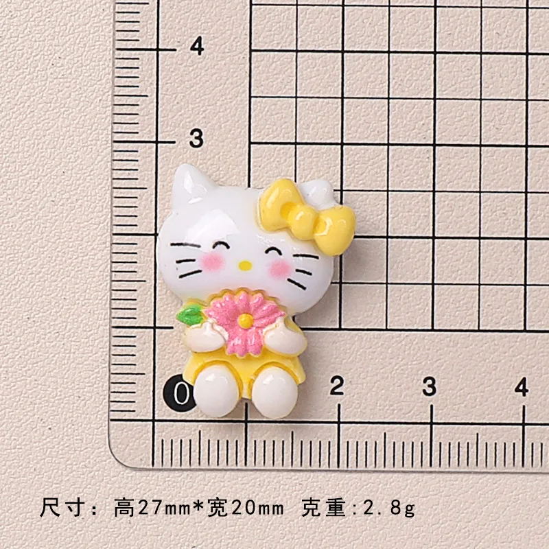 100pcs Kawaii Cartoon Sanrio KT Cat Resin Scrapbook Diy Jewelry Children Gift Hairpin Accessories