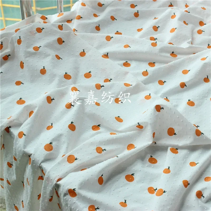 150x50cm Twill Cotton Dot Orange Printed Fabric for DIY Handmade Sewing Children's Clothing Women's Blouse Skirt