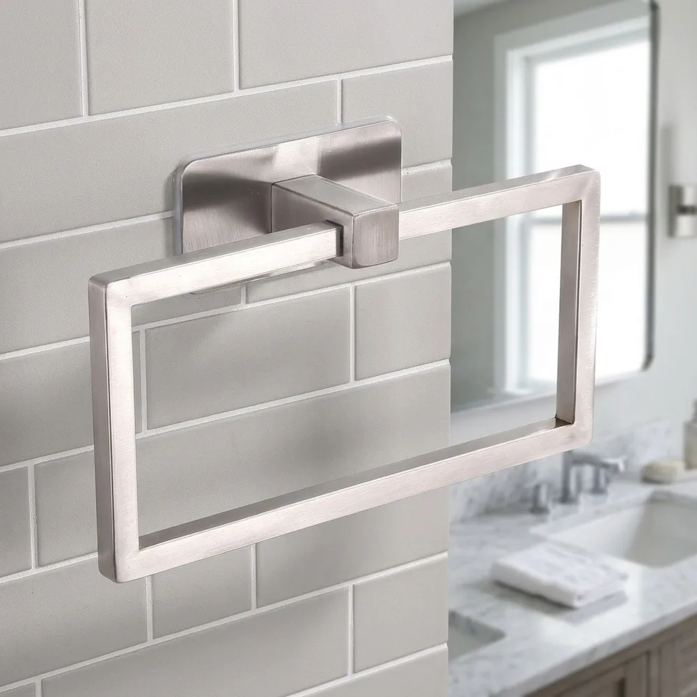 Stainless Steel Towel Rack Square Nordic Design Wall Mount for Bathroom Brushed Finish Rust Resistant 20 10 4.5cm
