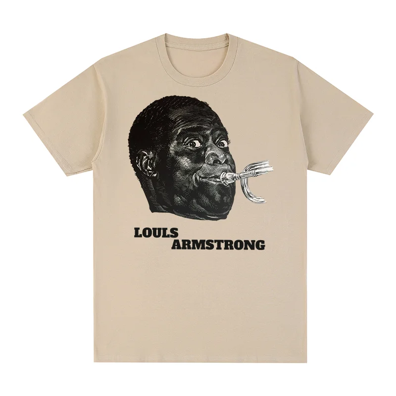 

Винтажная футболка Louis Armstrong, джазовая эстетичная одежда, хлопковая мужская футболка, новая футболка, женские топы