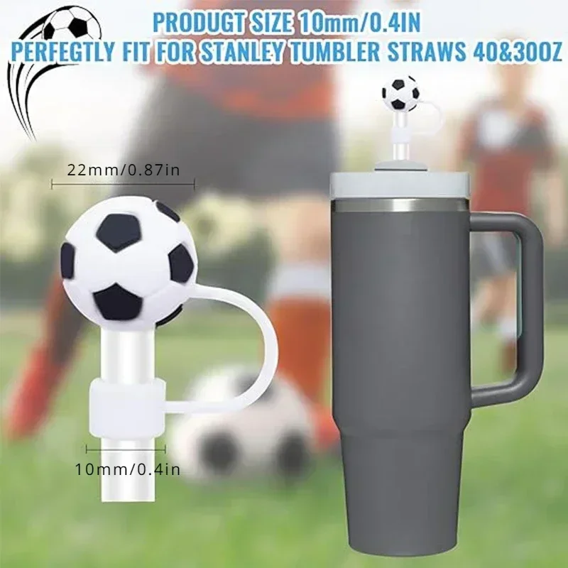 10mm PVC Cute Creative Straw Cap Reusable Straw Plug Dust Proof Portable Straw Cap Football Basketball