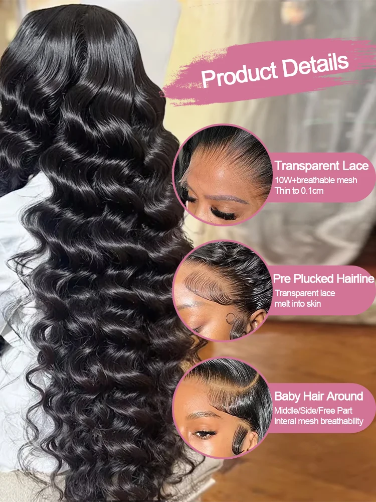 30 40 بوصة الشعر البشري 13x4 13x6 HD الدانتيل الباروكة الأمامية البرازيلي فضفاض موجة عميقة شعر بشري مجعد 360 كامل الدانتيل شعر مستعار أمامي للنساء