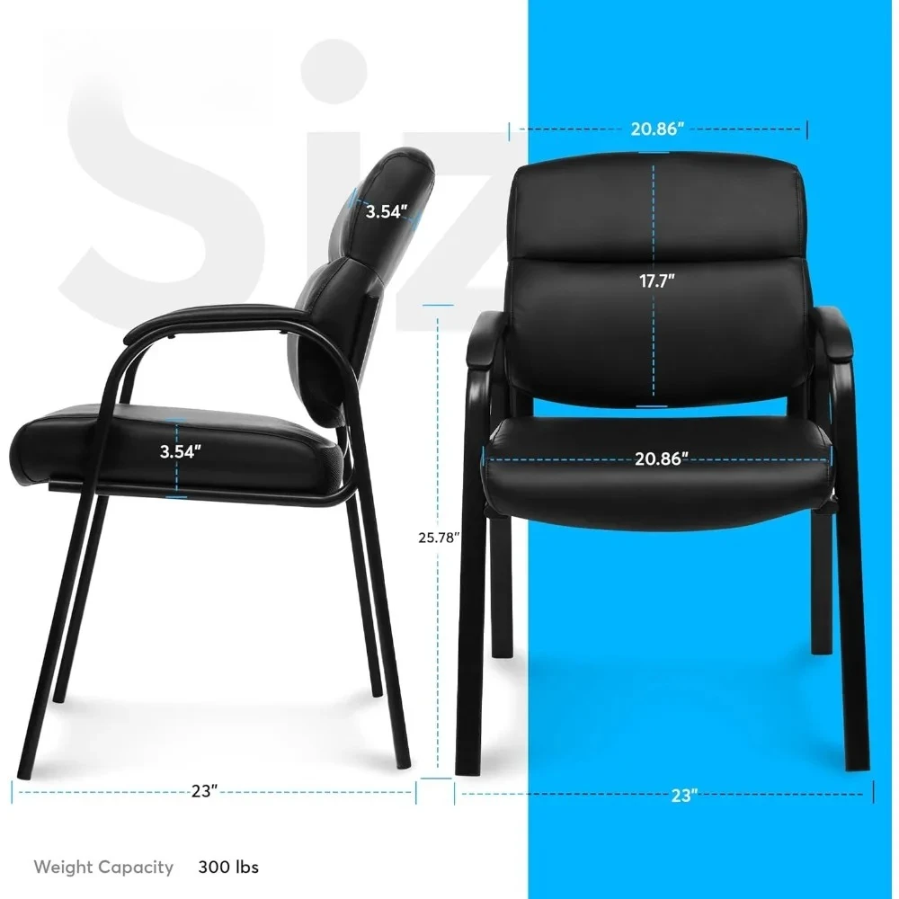 

Leather Guest Chair with Padded Arms, Reception Meeting Conference Waiting Room Lobby Home Desk Big and Tall Executive Office C