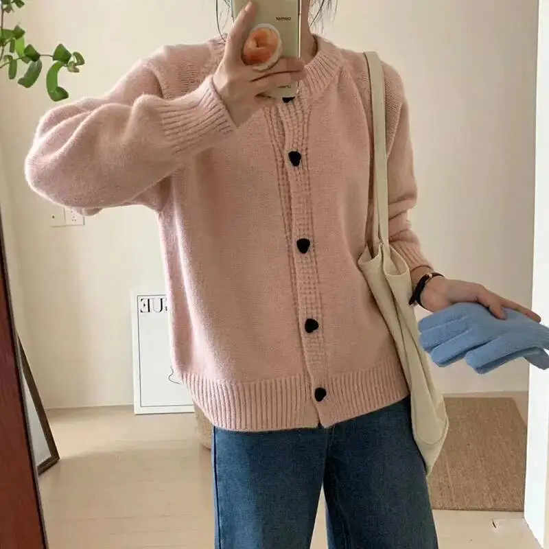 

Осень-зима, женский кардиган, свитер в студенческом стиле, простые однотонные вязаные кардиганы, женские универсальные повседневные трикотажные пальто с длинными рукавами
