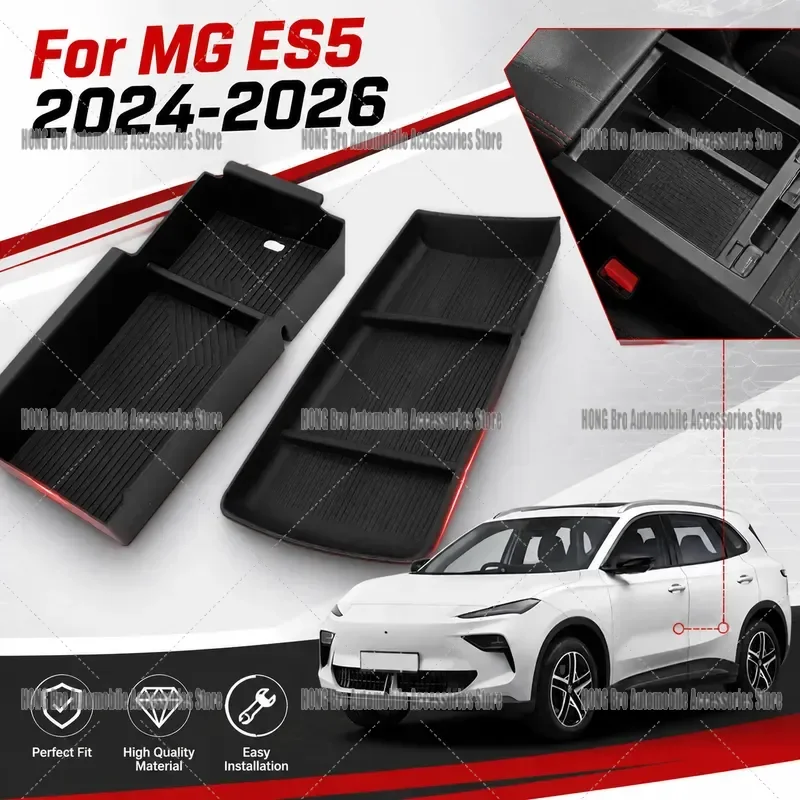 For MG ES5 S5 EV 2024 2025 2026 Armrest Storage Box Center Console Lower Tray Organizer Car Interior Accessories
