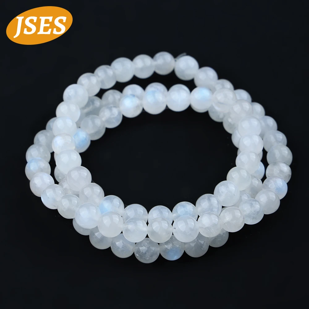 JSES AA Natural 20 Inches Blue Moonstone Spacer Loose Stone Beads for Jewelry Making 5-7mm Bracelet DIY Accessories Strand Beads