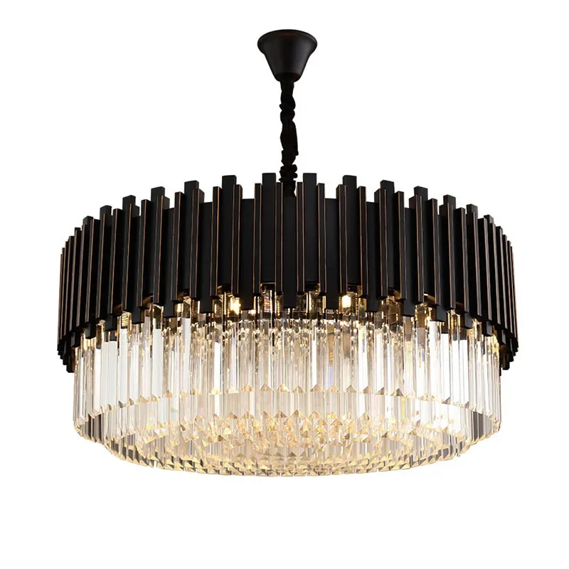 Modern round Black Crystal Chandelier - Luxury Minimalist Style Light for Living Room Artist Restaurant Villa Fashion Lighting