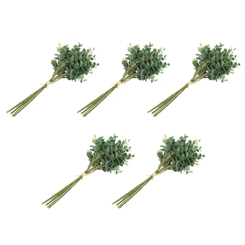 

SYW-30 Pcs Eucalyptus Plastic Artificial Leaves Bunch For Home Christmas Wedding Small Faux Foliage Fake Leaf Plant Green