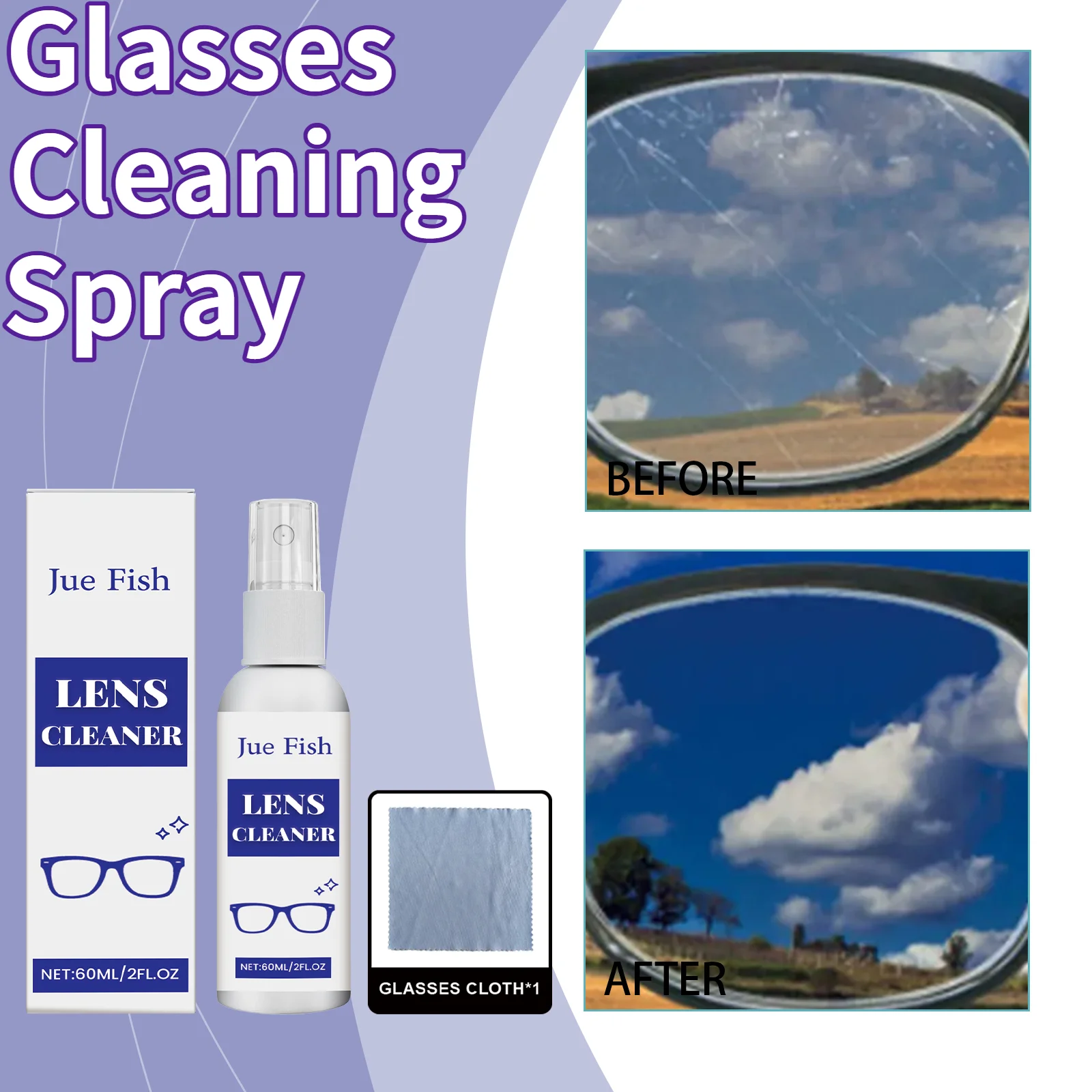 Glasses Cleaning Spray Lens Anti Fogging Cleaning Maintenance Clear Vision Mild Cleaning Residue Free Portable Cleaning Spray
