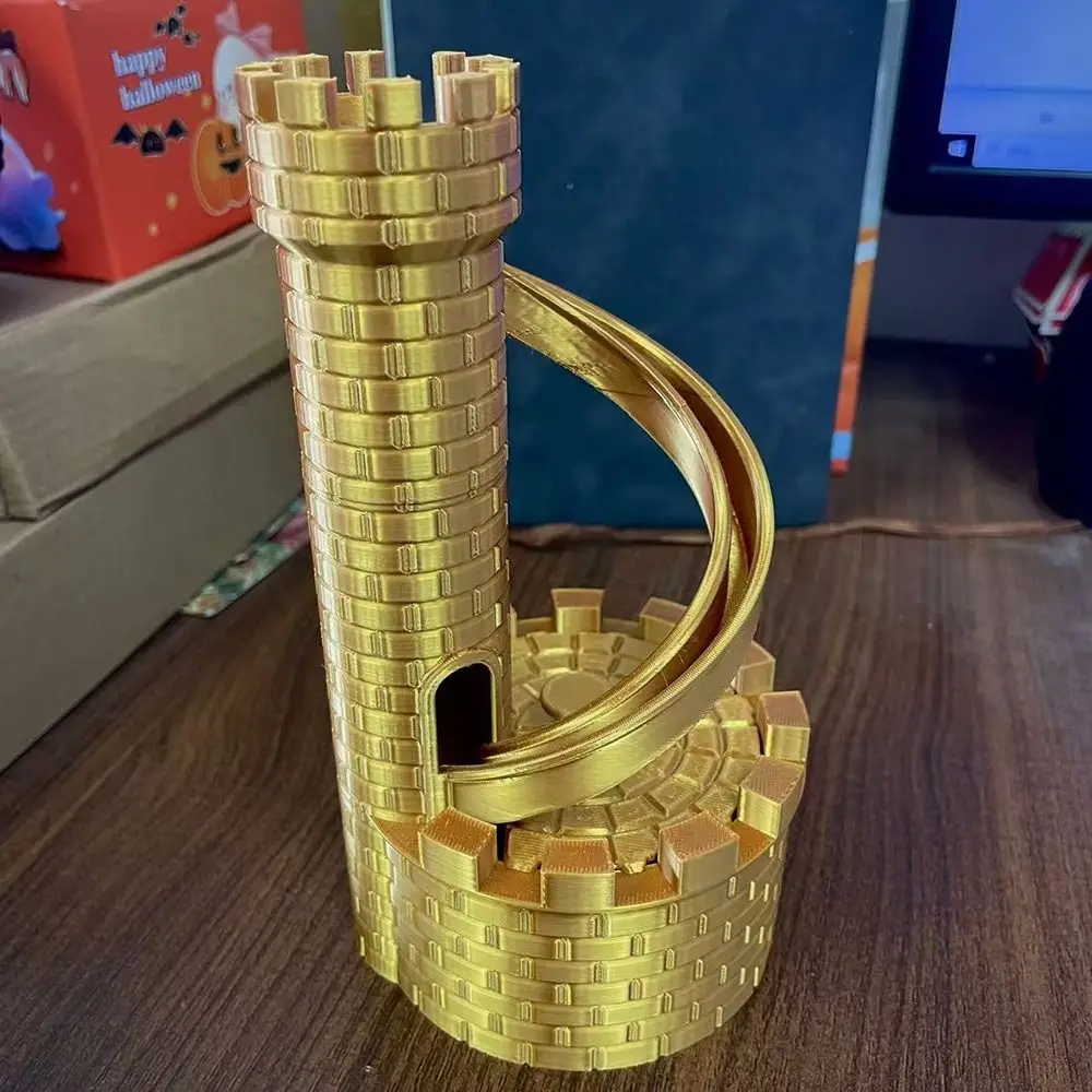 PLA Castle Slide Coin Storage Container Savings Tank Model Castle Tower Piggy Bank قابلة للفتح ثلاثية الأبعاد مطبوعة المتداول برج المال صناديق