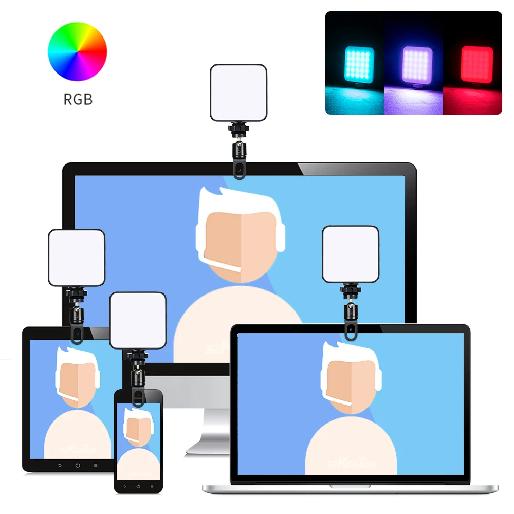 

Светильник ПА для видеоконференции, 7 х7 см, квадратная лампа для селфи, для iPad, ноутбука, ПК, веб-камеры, лампа с зажимом для Youtube Live