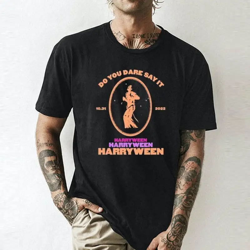 

Вы осмеливаетесь сказать это Гарри Хеллоуин летняя футболка унисекс хлопковая модная одежда для пары