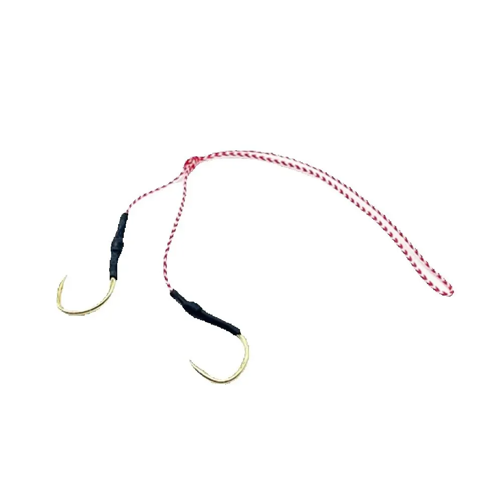 JINHONGKANG 100pcs/lot Fishing Cast Jigs Assist Hook Barbed Double Pair Hooks Thread Feather Pesca High Carbon Steel Fishing Lur