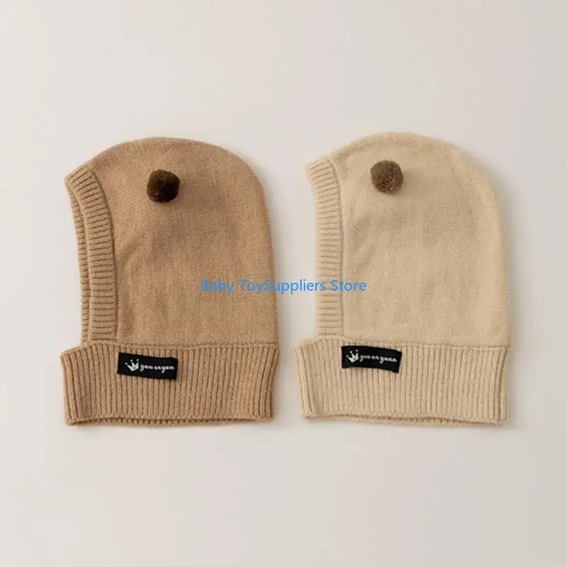 

R1WF Cosy Knitted Scarf Hat for Infant Baby 3 Months to 2 Years Pom Charm