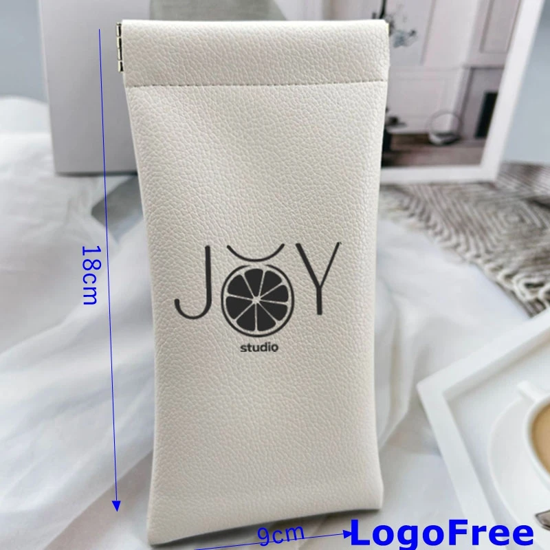 20 30 50pcs Custom Logo Free PU Leather Automatic Closing Glasses Bag Men Women  Portable Reading Sunglasses Protective Pouch