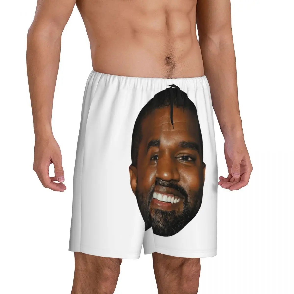 Custom Print Funny Kanye West Meme Pajama Shorts Men's Rapper Music Producer Sleepwear Bottoms Sleep Short Pjs with Pockets