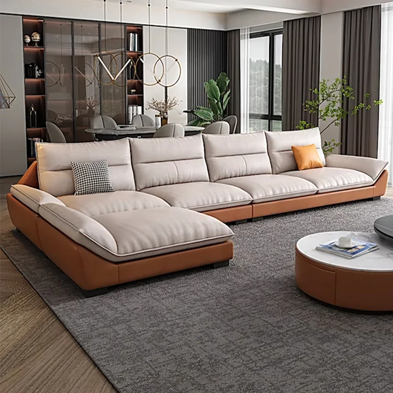 Modern Minimalist Tech Cloth Sofas Designer Wood L Shape Living Room Sofas Modern Luxury Home Divano Soggiorno Bedroom Furniture