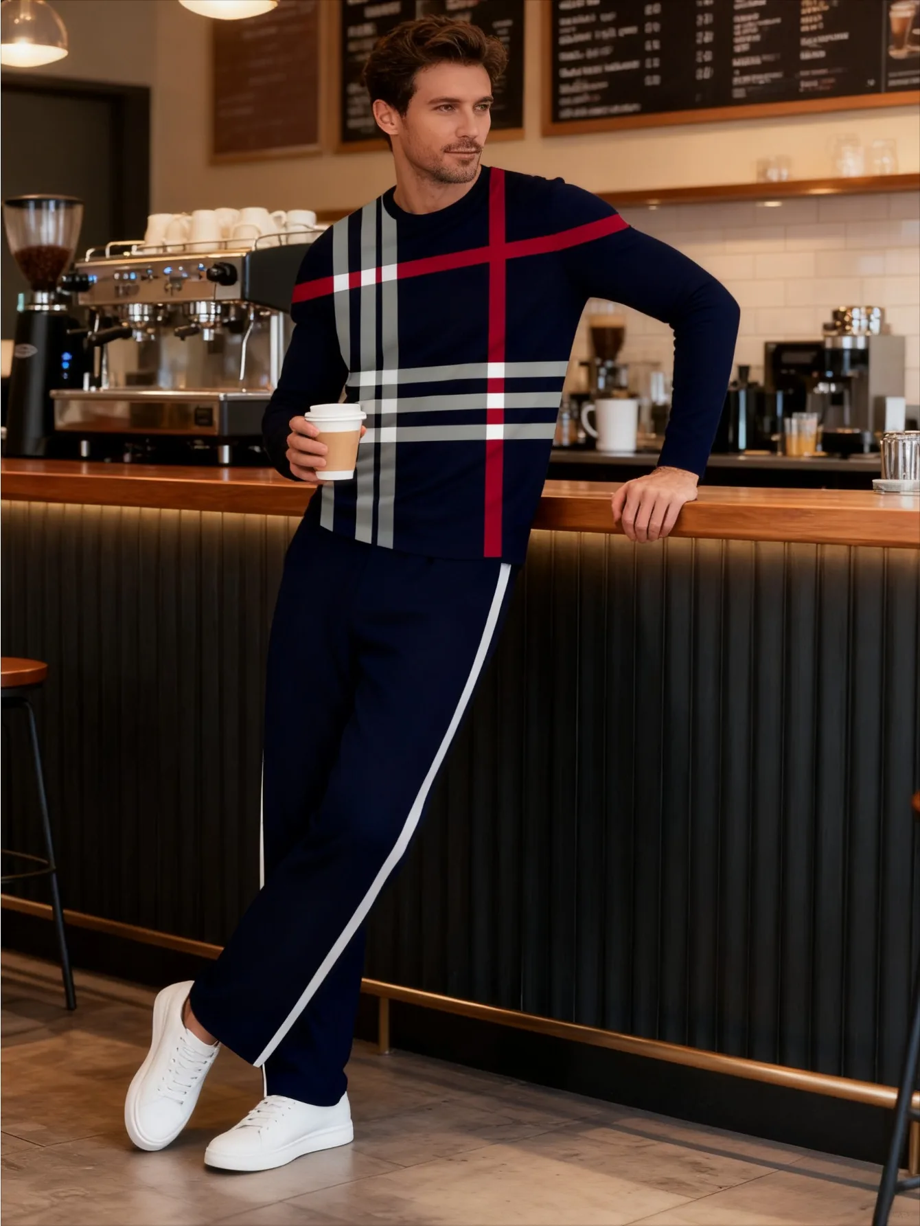 Ensemble à capuche décontracté tendance imprimé numérique 2 pièces pour hommes