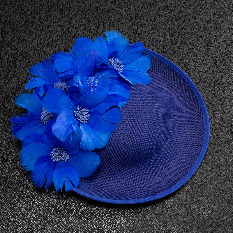 Grand chapeau de mariage jaune Fascinator pour femme, bandeau de sauna et pince à cheveux, fête d'église, pièce de sauna, vêtements de sauna en plumes et fleurs