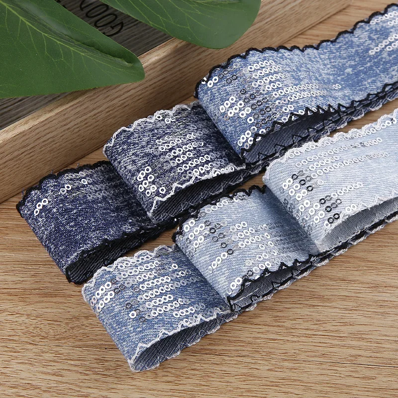 

Kewgarden 1,5 "38 мм джинсовая лента с блестками DIY банты аксессуары для волос ленты ручной работы поделки сделать швейные материалы 10 ярдов