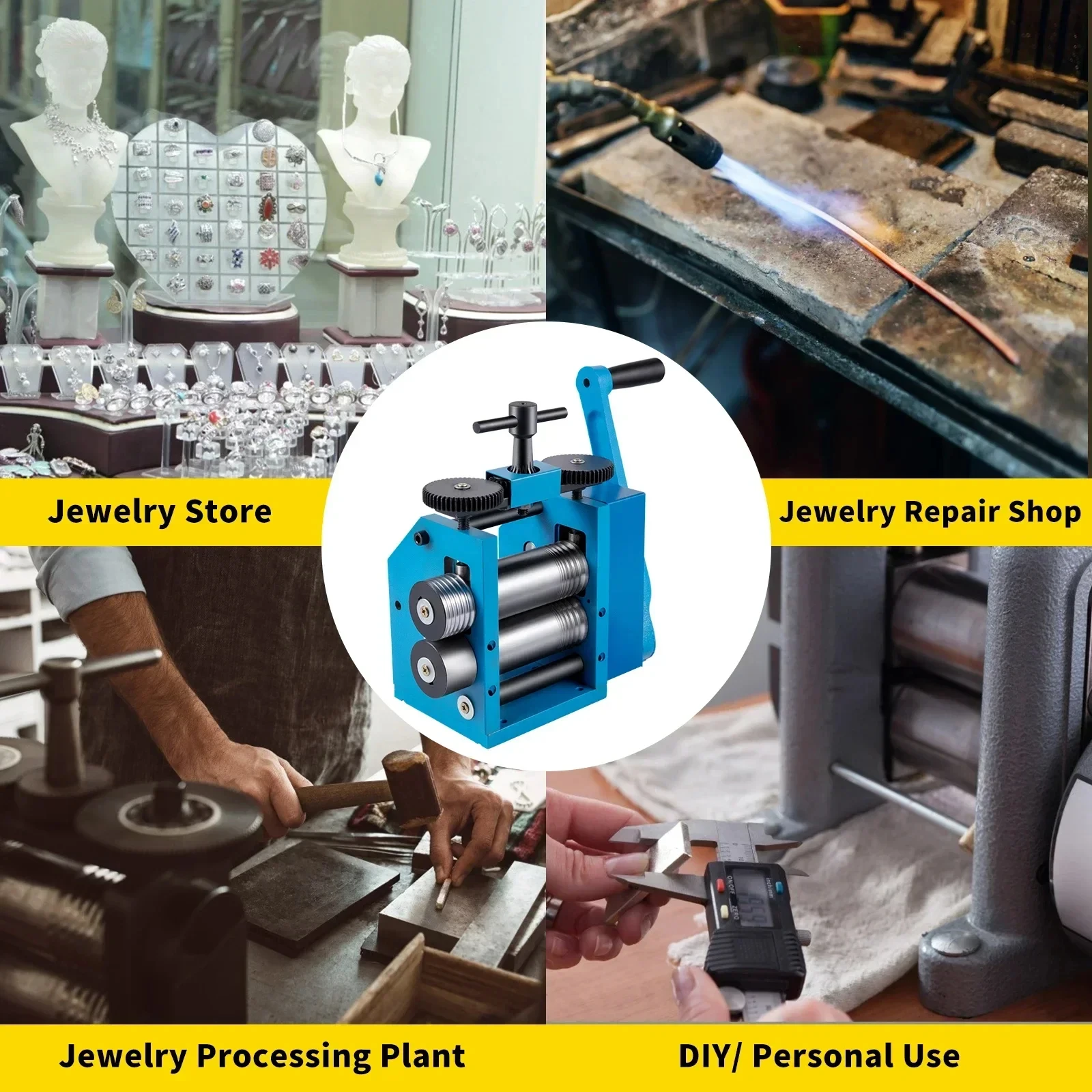 

YPJ-2/YPJ-3 Circular Semicircle Presser Machine Manual Jewelry Roll Mill Tool Roller Press Rolling Wire Mill Jewelry Tools