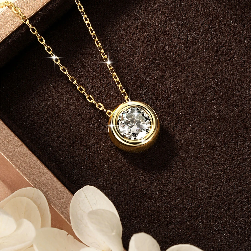 Zertifizierte 4mm-7,5mm Bubble Moissanit Halskette Funkelnder Solitär Labor-Diamant Anhänger Halsketten für Damen Schmuck – Detail 6