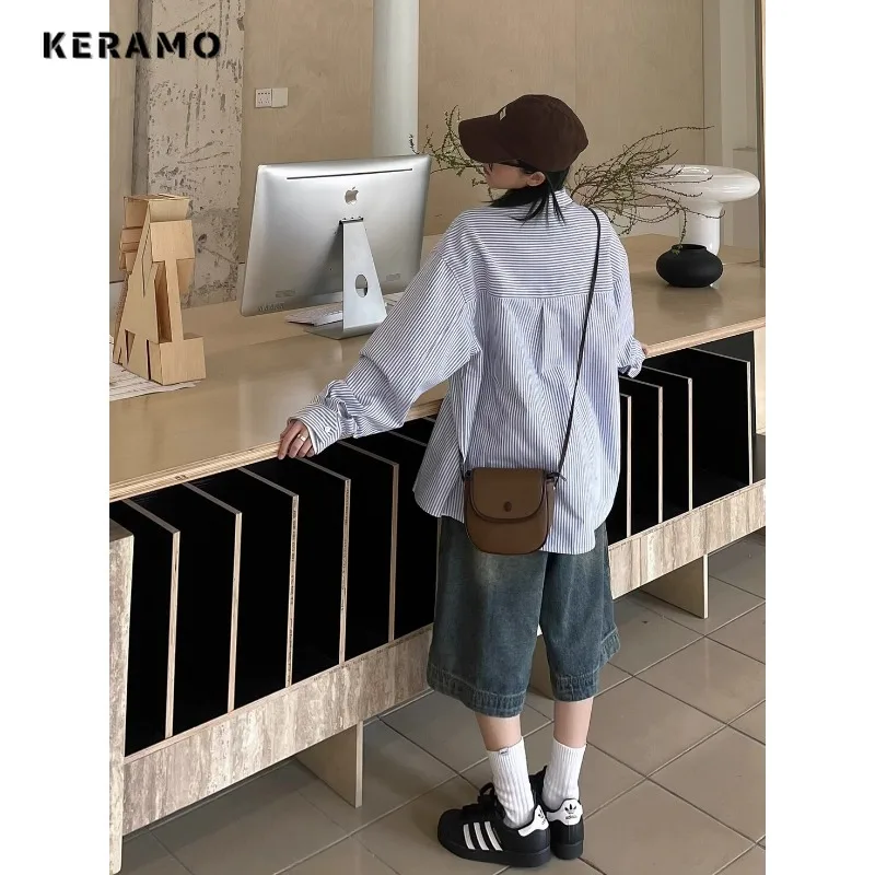 Women's Retro Wide Leg Baggy Casual Denim Shorts Harajuku Solid Washed High Waist Loose Jeans 2024 Summer Oversized 2000s Shorts