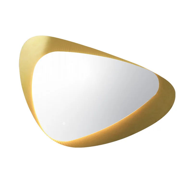 

Metal, special-shaped LED hanging mirror, bathroom, stainless steel, electroplating, brushed wire