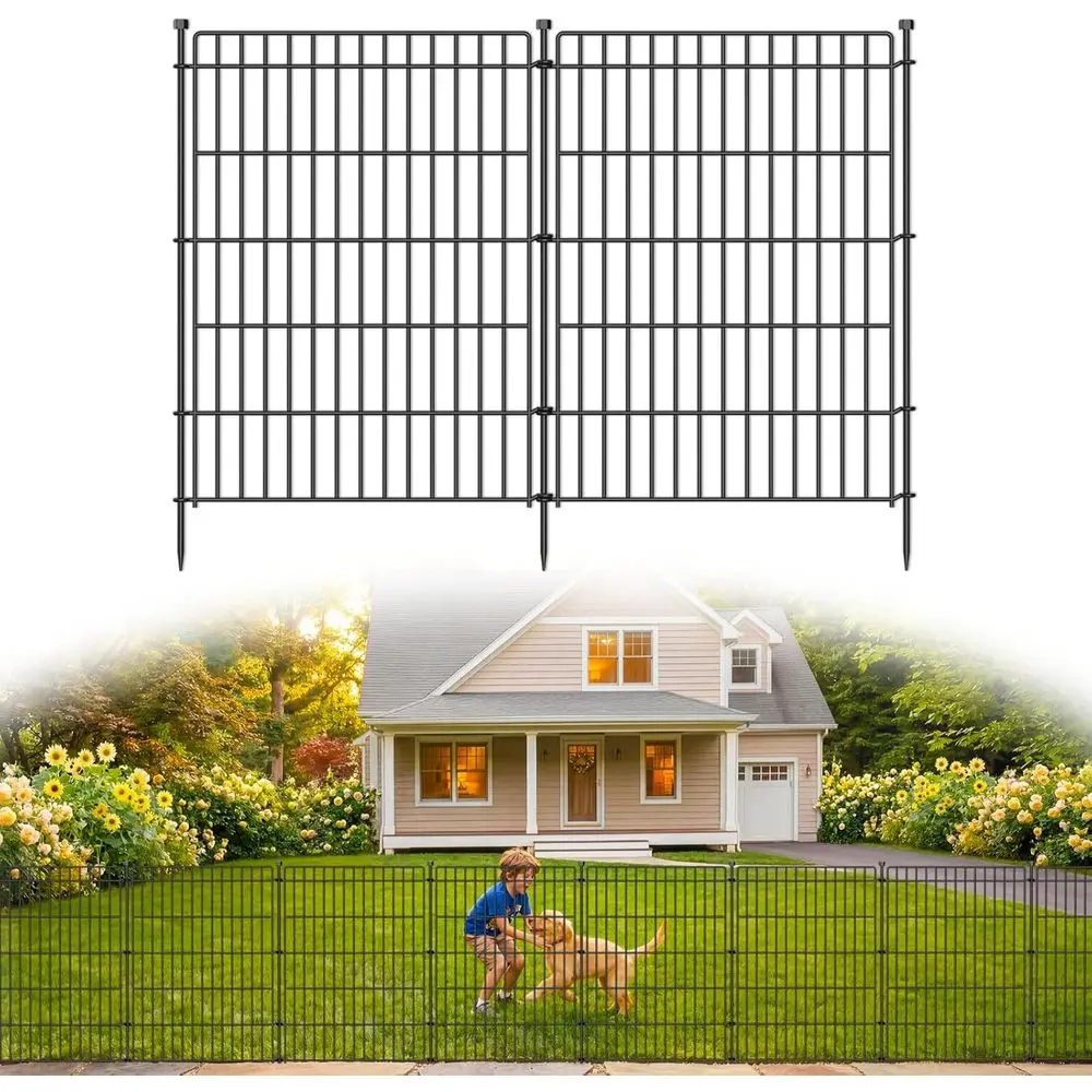 

10 Panels No Dig Garden ence Animal Barrier, 34in(H) × 22.5t(L) Decorative Metal Outdoor Dog ence, Rustproo Pet encing or Yard,
