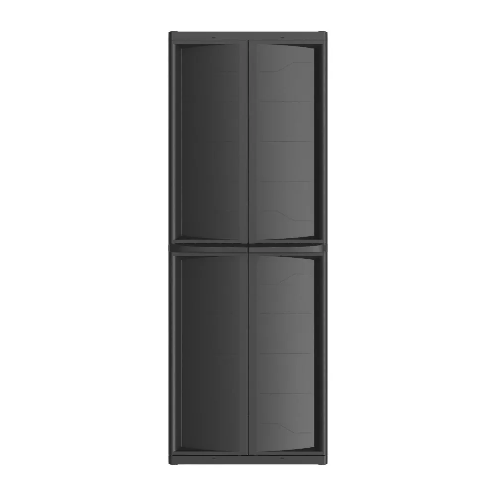 

Extra Strong Plastic Four-Shelf Garage Storage Cabinet, Black Finish, 18.5 X 25.47 X 69.38