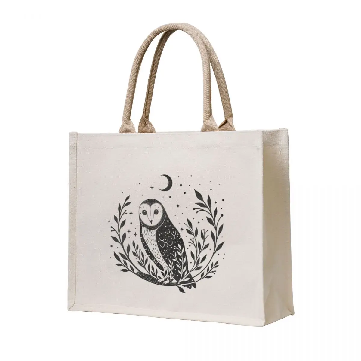 

Owl Moon- Black Tote Bag Big bag Shopper Custom bag