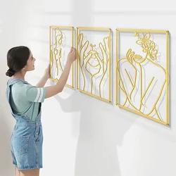 Hollow Beautiful Woman Decoration Mural Cafe Restaurant Shopping Mall Home Living Room Interior American Simple Metal Wall Art