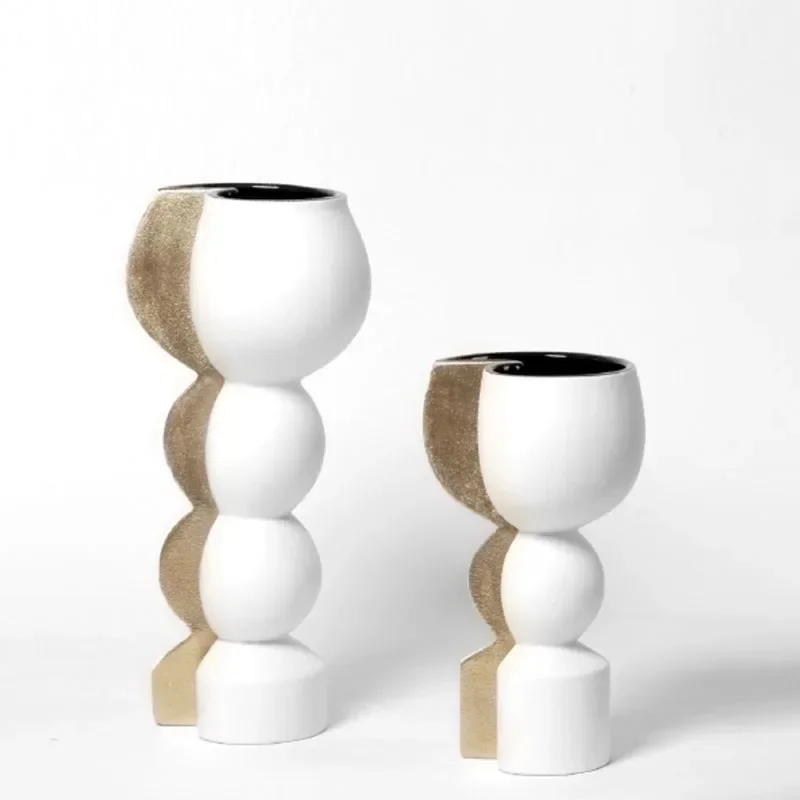 

Red Silver Ceramic Vase Model Room Sales Office Soft Hotel Restaurant Flower Arranger Ornament