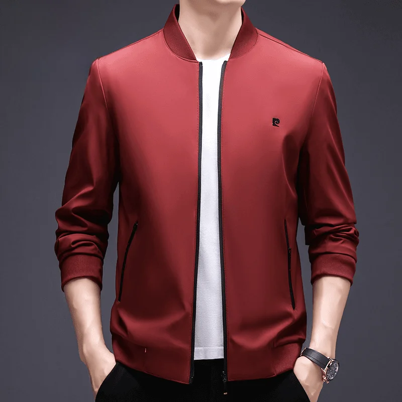 بيير كاردان الرجال عادية فضفاضة تناسب Busin Jaet الخريف جديد Sle Faionable لون نقي الترفيه معطف Adstrative معطف