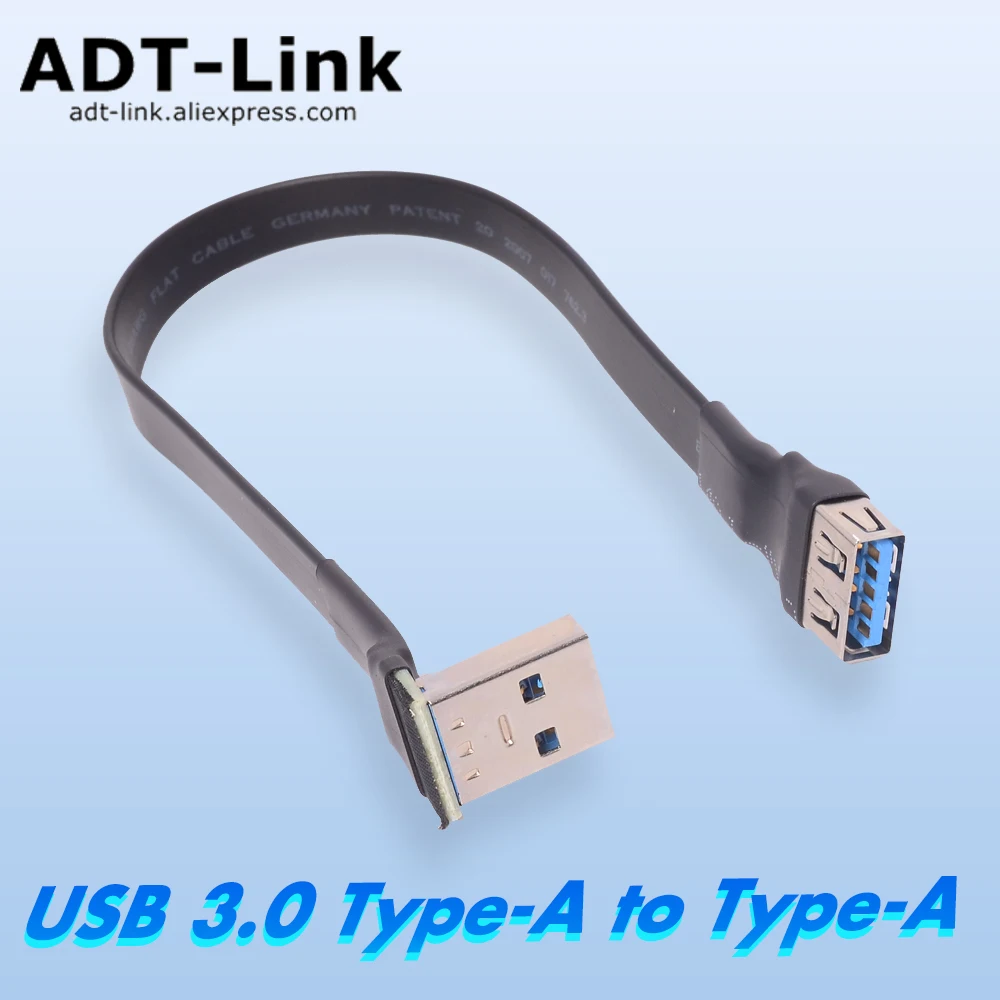 

Double Angled USB Type-A Extension Cable USB 3.0 Male To Female Flat Extender for GPS Gimbal ROCK Pi4 Power Supply AV