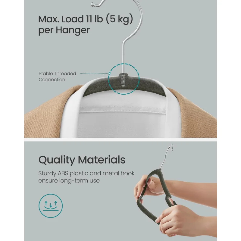 Cabides de veludo 50, cabides antiderrapantes, 17 x 8,3 polegadas, cabides com entalhes de ombros largos, barra de calças, 360 °     S