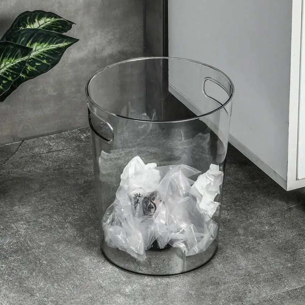 Simple Small Transparent Trash Can Multi-Functional Garbage Container Desktop Dustbin Or Bathroom Home Organizer Container