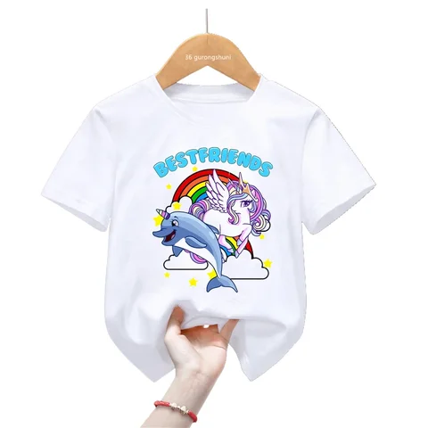 Футболка с акварельным принтом нарвала для девочек/мальчиков, радужная детская одежда, летняя футболка с коротким рукавом, детская одежда нарвал отзывы - №8