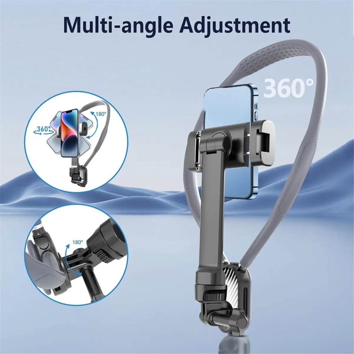 Neck Mount Phone Clip POV Phone Neck Holder Selfie Stand for 15 14 13 12 11 10