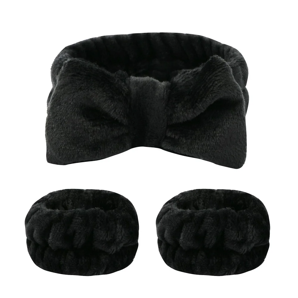 Flanell-Stirnband mit Schleife vorne, elastisches Stirnband, Gesichtswasch- und Make-up-Stirnband, wasserdichte Handgelenkabdeckung, Haargummi-Stirnband – Detail 7