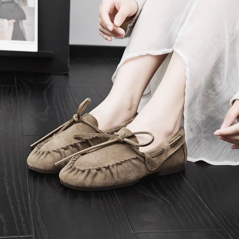 AIYUQI Damen-Loafer im britischen Stil 2026 – Neue Beanie-Schuhe aus echtem Leder für Damen, flache, rutschfeste Vintage-Slipper für Frauen – Detail 6