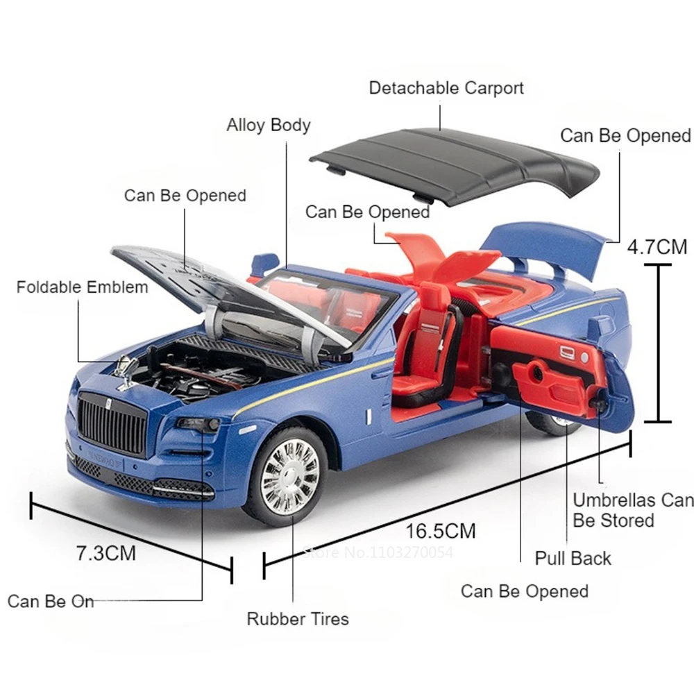 1:32 Rolls-Royce Cullinan Dawn Modell Spielzeug Druckguss Legierung Auto Sound Licht Zurückziehen Türen Geöffnet Miniatur Autos Simulation Ornament
