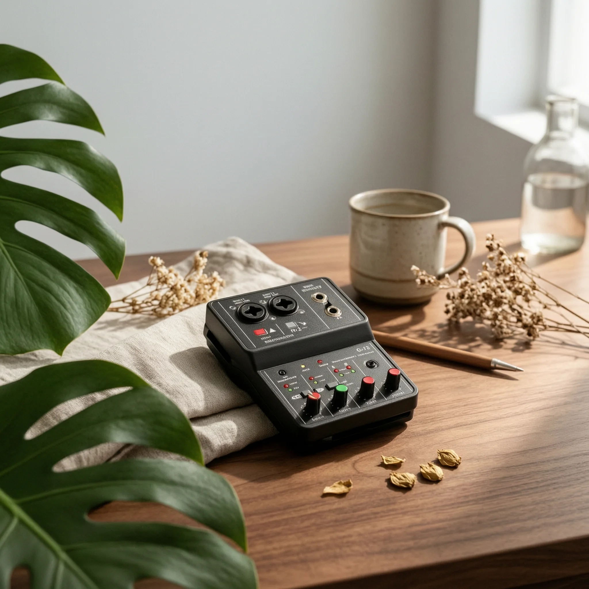 Desktop Audio Mixer Compact Audio Mixer with Phantom Power External Sound Card Plug and Play Electronics Professional