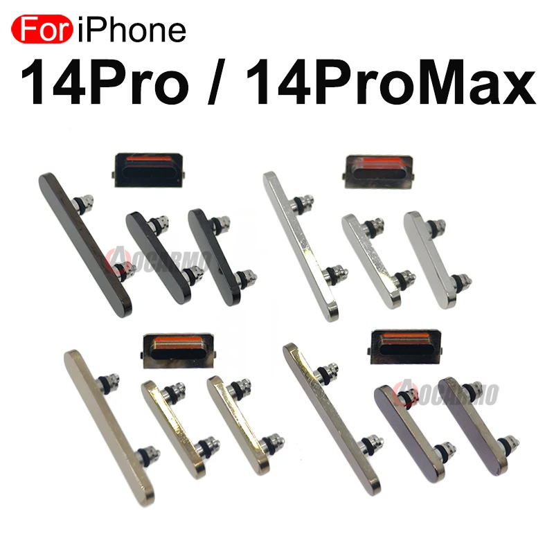 Aocarmo For Apple iPhone 14 Pro Max 14Pro 14PM Full Set Side Key Power On Off Volume Mute Buttons Replacement Parts