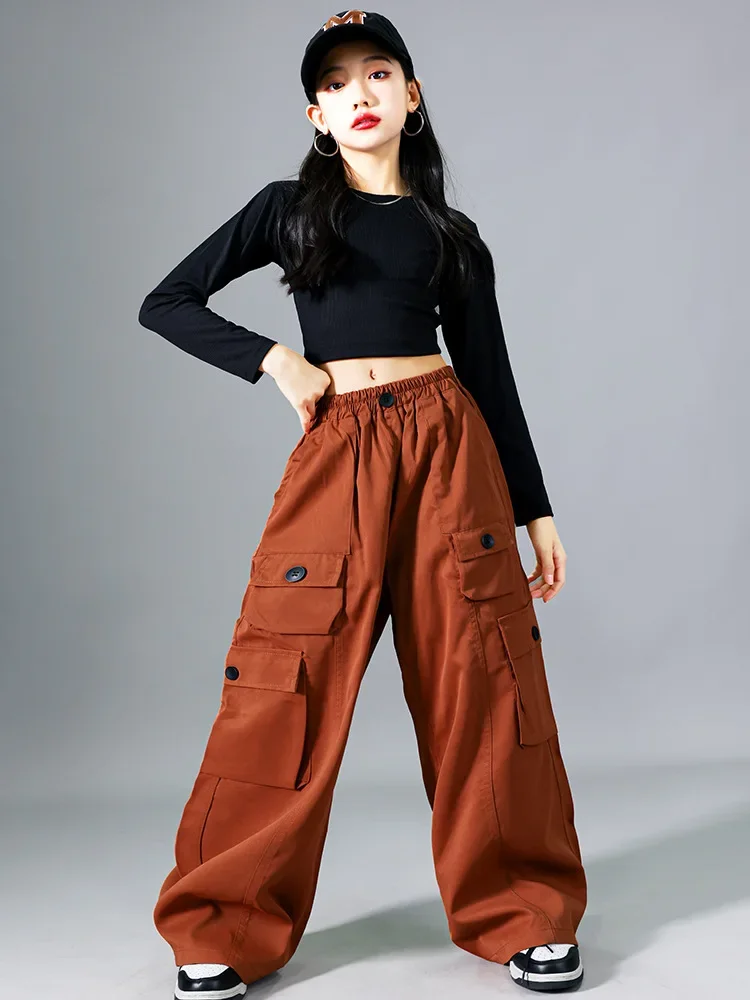 Jazz-Tanzkostüm für Mädchen, Hip-Hop-Streetdance-Outfit, langärmeliges Hosen-Set für Übungen, Bühnenauftritte und KPOP-Tanz. – Detail 3