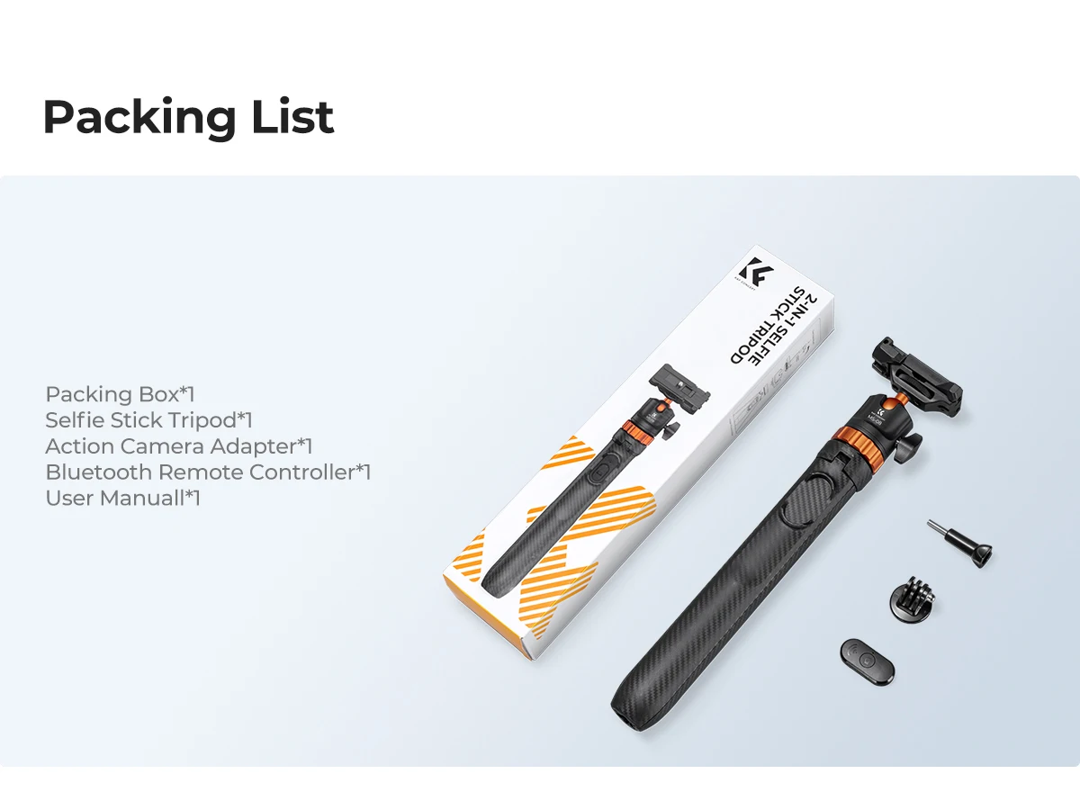 K&F CONCEPT MS08 Telefoon Selfie Stick Statief 159mm 2-in-1 Verlengbare Standaard met Afstandsbediening 360° Kogelkop voor DJI Osmo Pocket 4 3