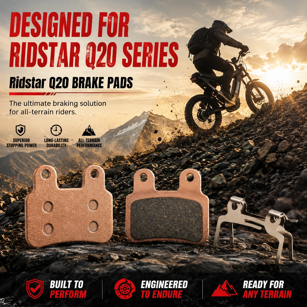Ridstar Q20 Brake Pads Semi-Metallic Endurance Plus for Bopzin Q8 M2000 C21 M22 Freego X2 KTET XD-KL.BS Hydraulic